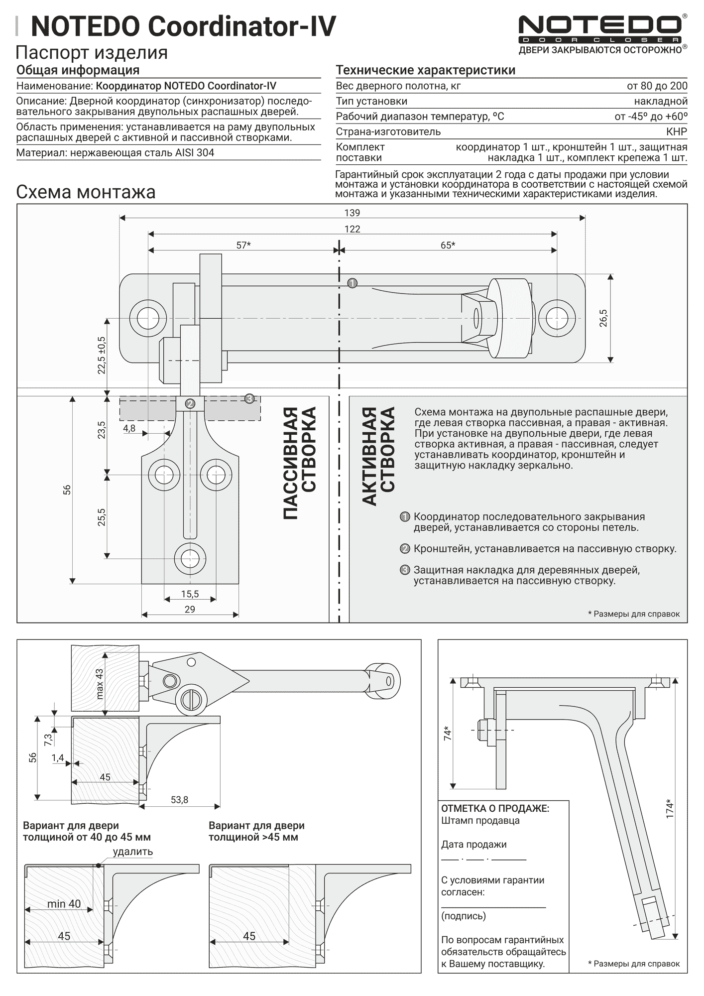 Coordinator-IV Координатор закрывания дверей