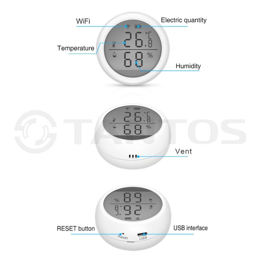 TS-WHTD101 Wi-Fi датчик влажности и температуры с ЖК экраном