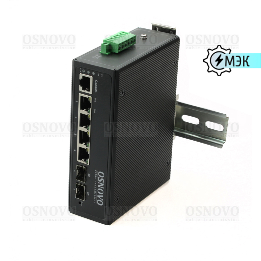 SW-80402-IL(port 90W,360W) Промышленный управляемый (L2+) PoE коммутатор Gigabit Ethernet на 6 портов