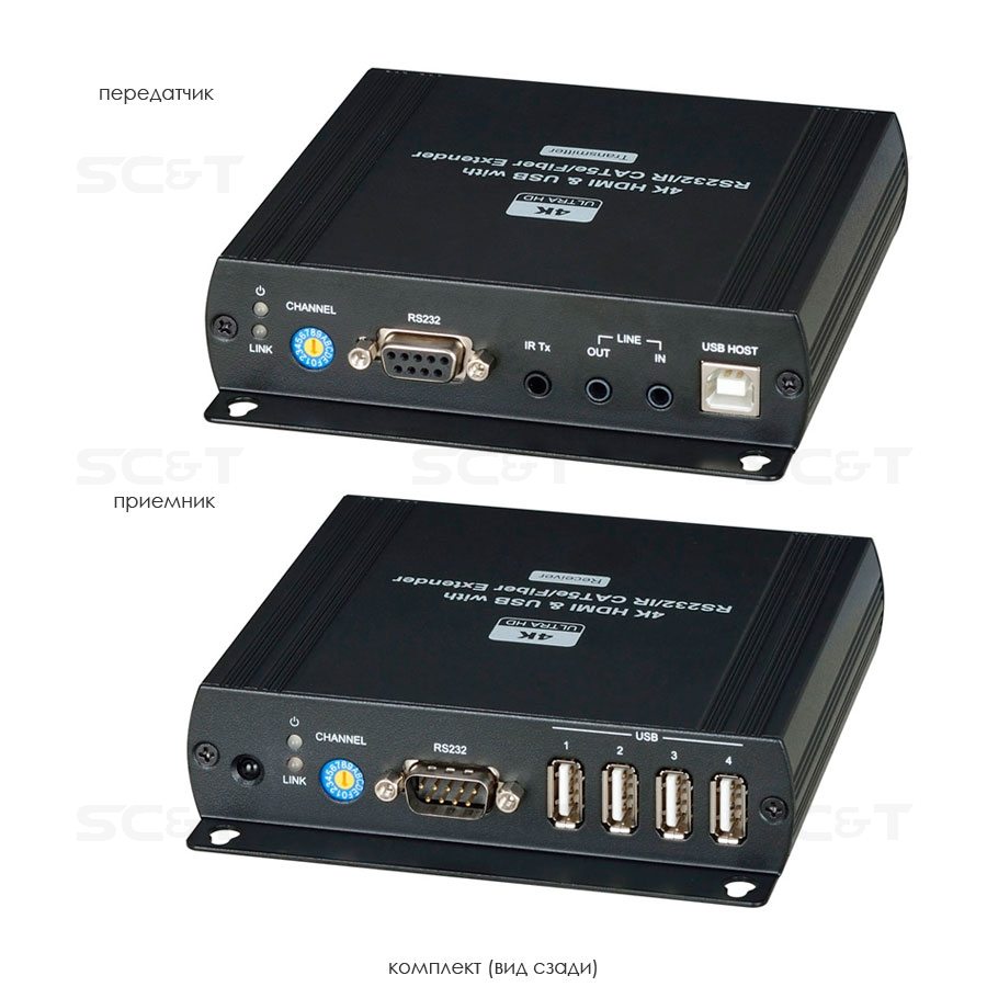 HKM01-4K Удлинитель (приёмник + передатчик) HDMI, USB, Audio, RS232, ИК по Ethernet