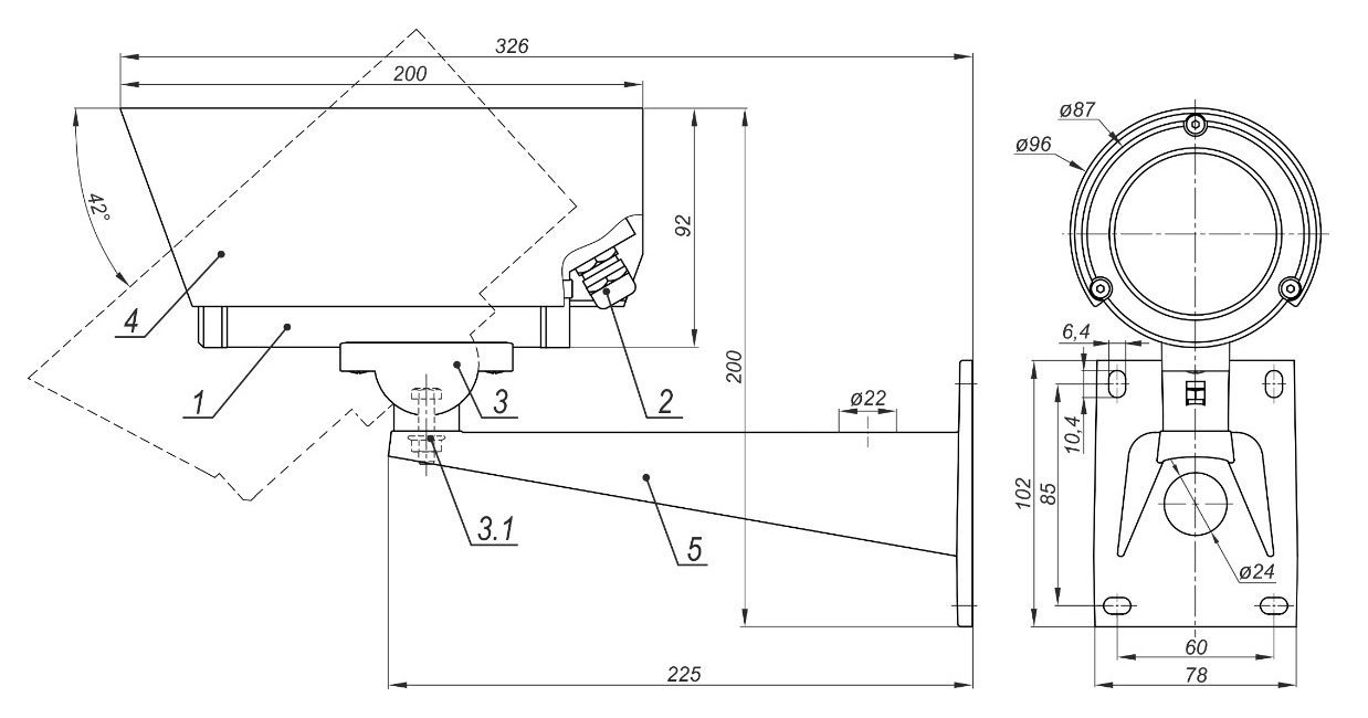 ТВК-65-IP-5-V2812-12VDC-ИК-15/60 исп.10 Видеокамера сетевая