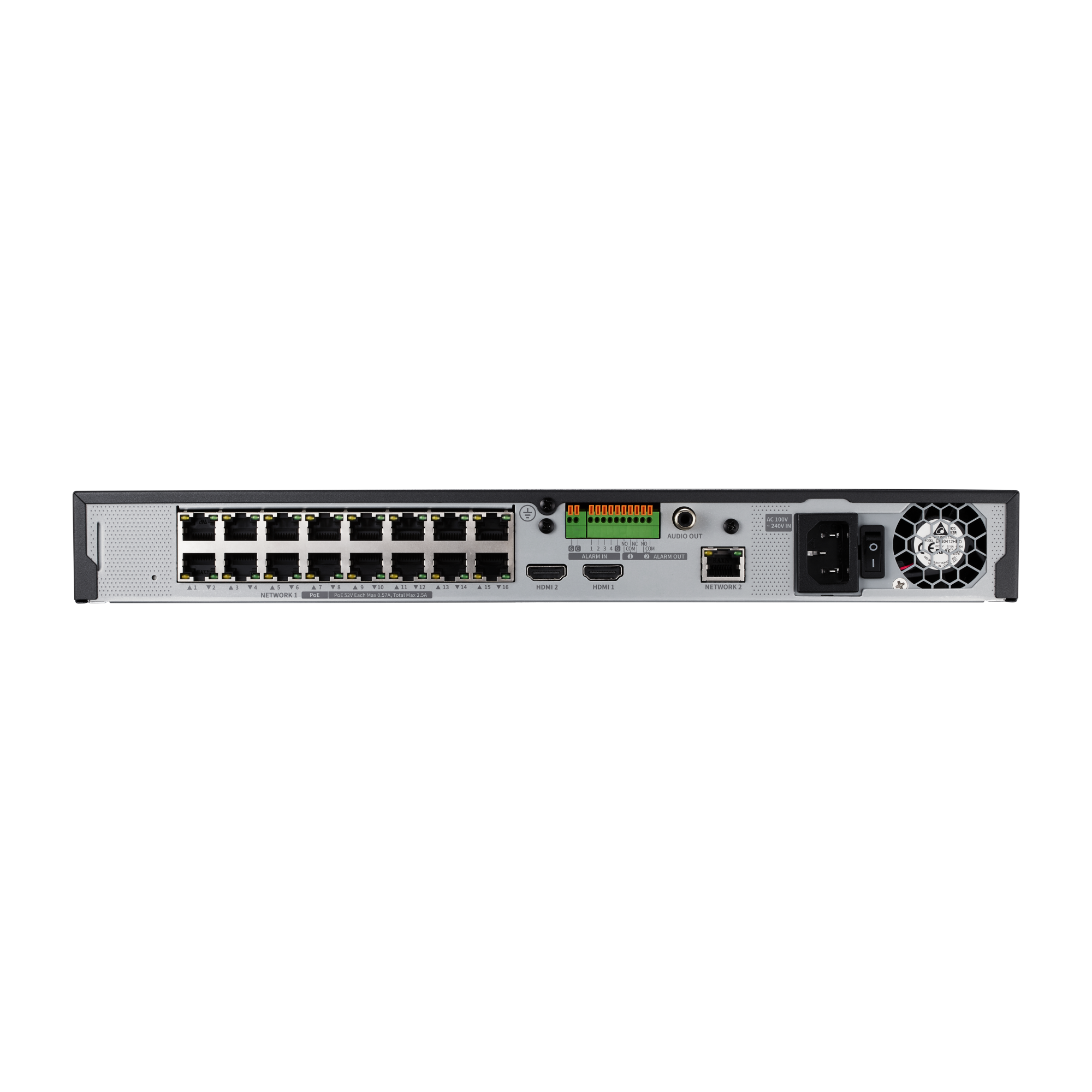 HANWHA QRN-1630S 16-ти канальный IP видеорегистратор с встроенным PoE коммутатором 16-портов